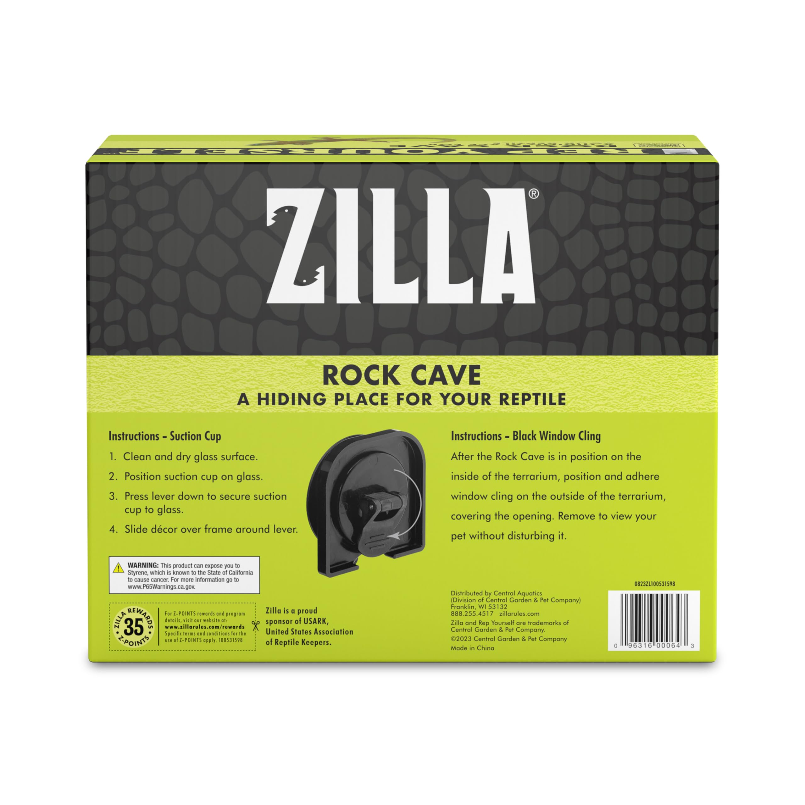 ZILLA Decorazione verticale Rock Cave 8,75 x 5,875 x 7,25, grigio