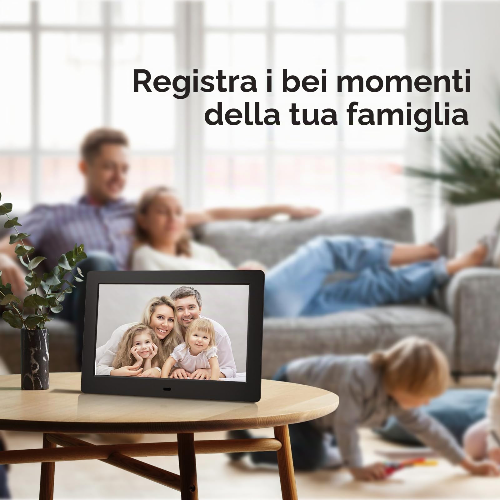7 Pollici cornice digitale,cornice digitale foto schermo IPS,Slideshow elettronico a parete con riproduzione di foto/video/musica tramite USB o SD