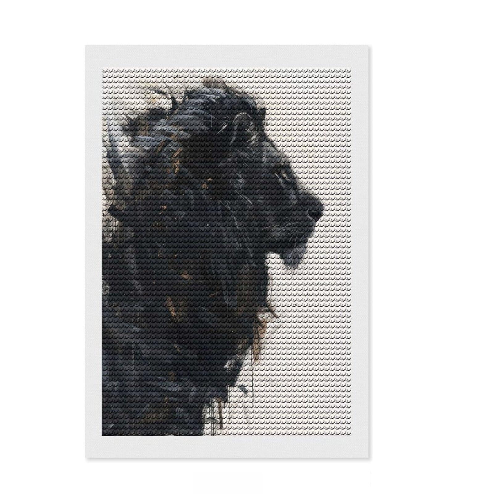 Junmoney Lion Majesty Art Diamond Art Canvas 8"x12", Good for Quiet Evenings, Mindful Craft Activity, Office Decor, Gift Idea, with Tool Kit