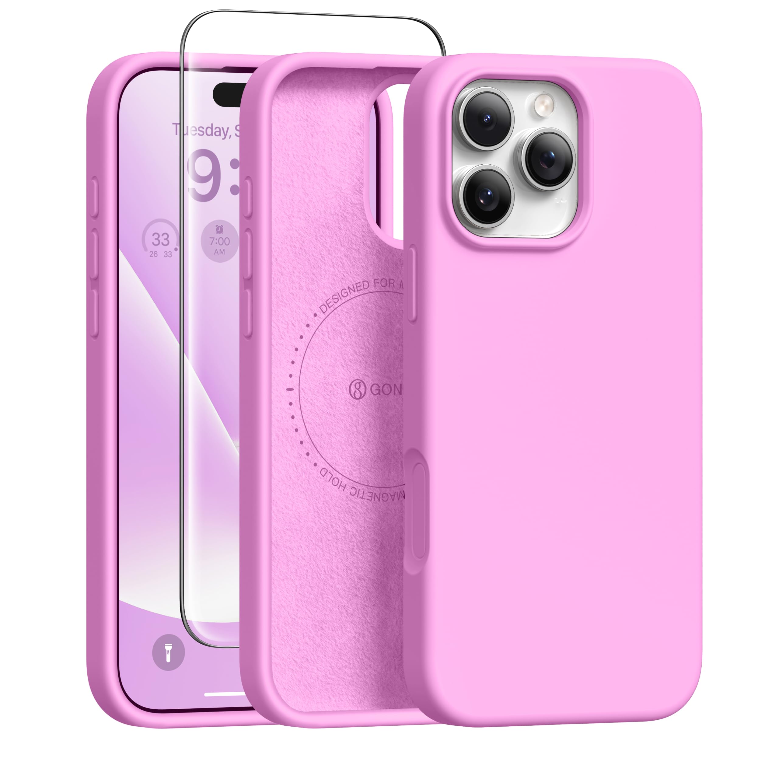 GONEZ Magnetic for iPhone 16 Pro Case, Silicone Cover Cherry Blossom