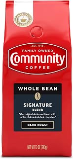 Community Coffee Signature Blend Dark Roast Whole Bean Coffee, 12 oz Bag - Rich Chocolate Flavor Since 1919