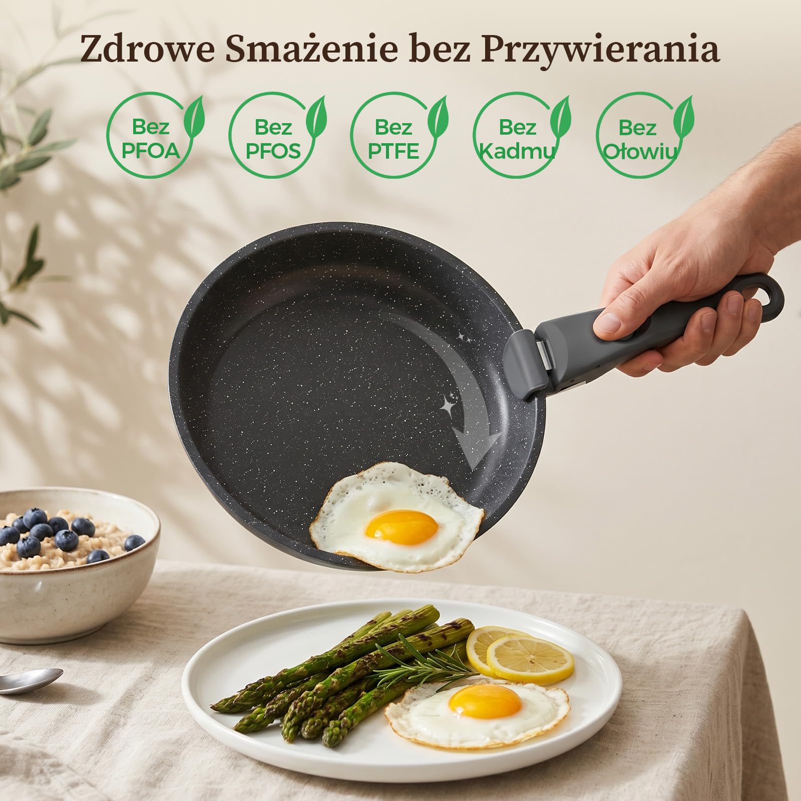 YASHE 9-Elementowy Zestaw Garnków, Odpinane Rączki, Na Indukcję, Granit | Konstrukcja Możliwa Do Układania, Idealny Do Kampera, Odporny Na Piekarnik, Bezpieczny, Trwały