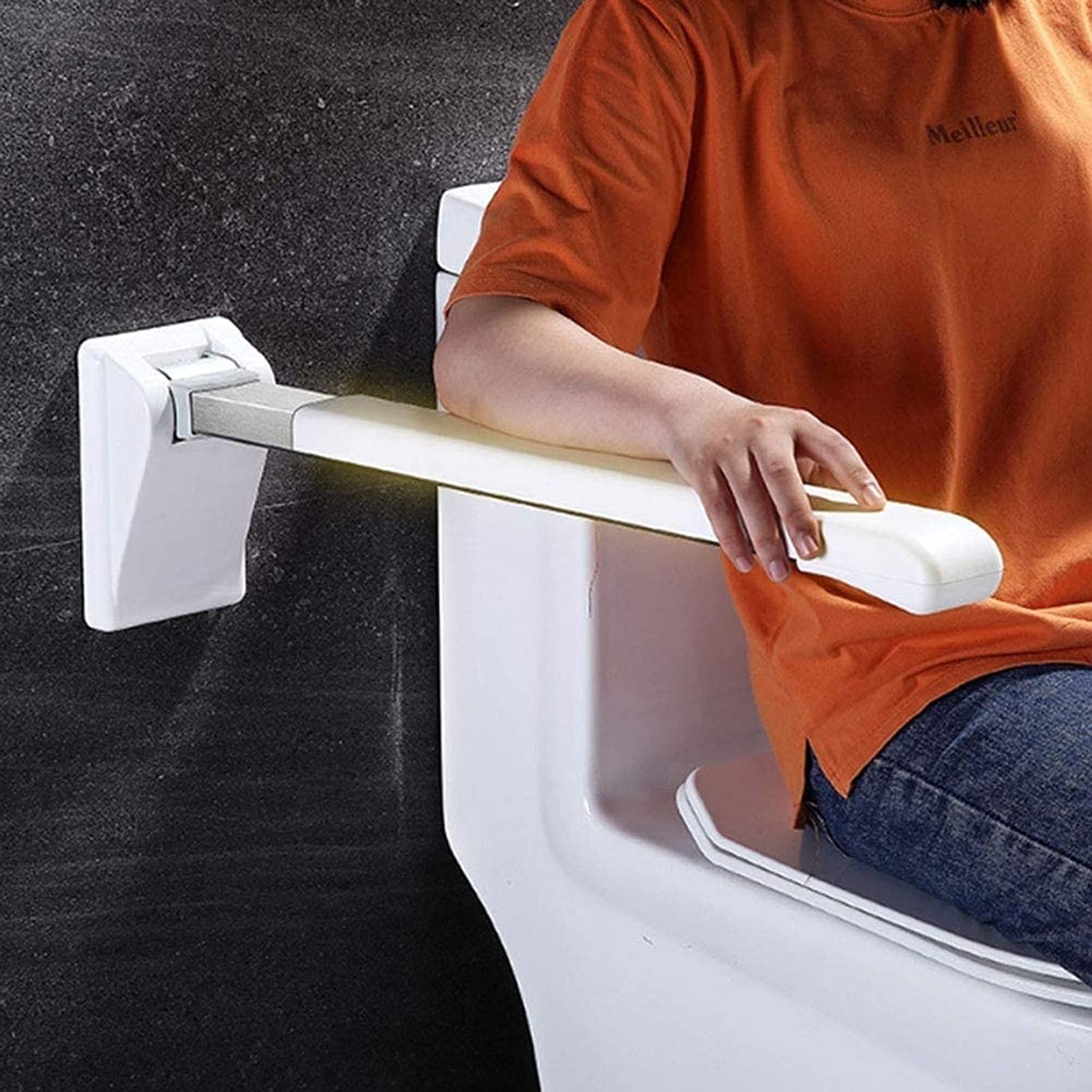 FKXSXAZ Flip-Up Bathroom Grab Bar, Safety Rail Wall Bar Balance Assist Grip Handles Elderly Toilet Handle Anti-slip