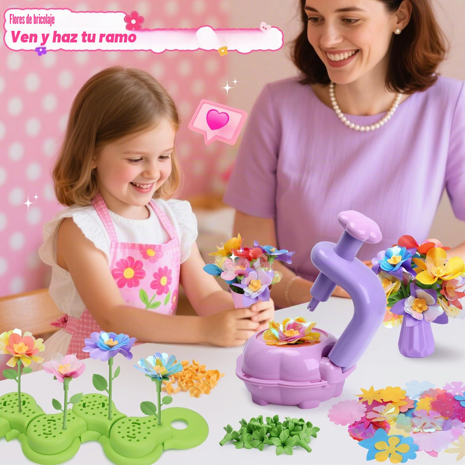 Sumsoltic Juguetes Niñas Máquina de Estampado Kit Manualidades Niñas Juegos de Manualidades Florales DIY Ideal para Regalar a Niños de 4 5 6 7 8 9 10 Años