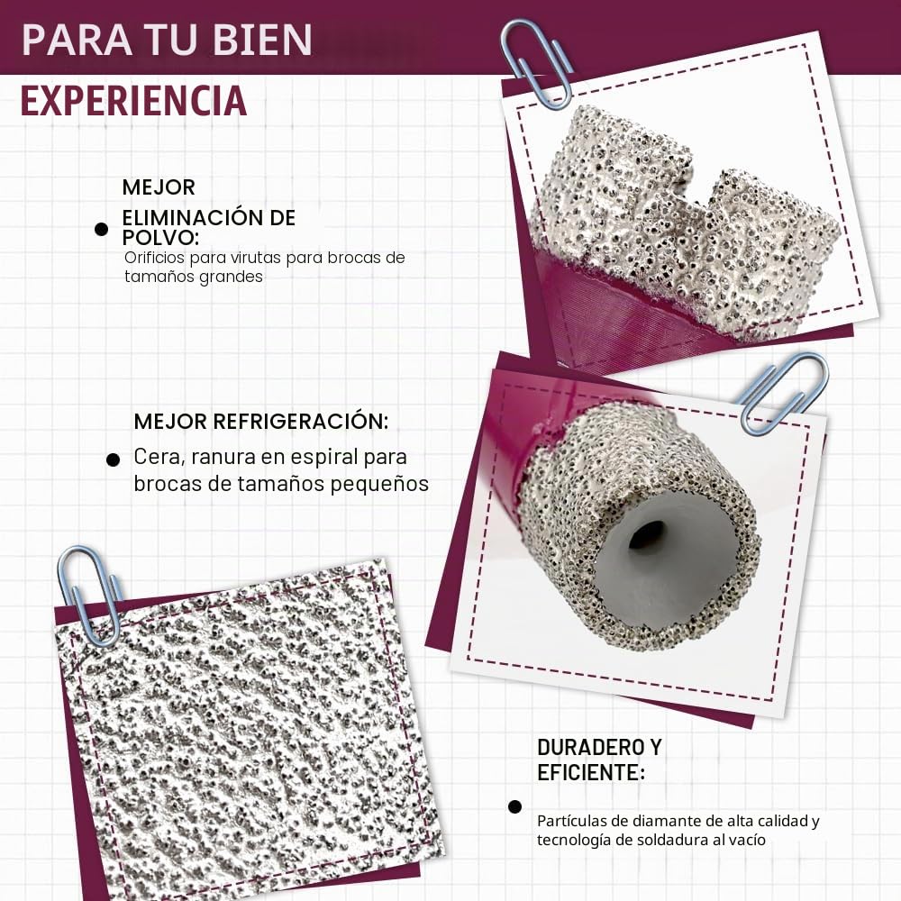 Brocas para Porcelánico 11 Piezas - 10 Piezas 6/8/10/20/25/28/32/45/50/65mm Corona de Diamante, 1 Pieza 35mm Fresa de Biselado para Cerámica Porcelánico Azulejos Mármol Granito