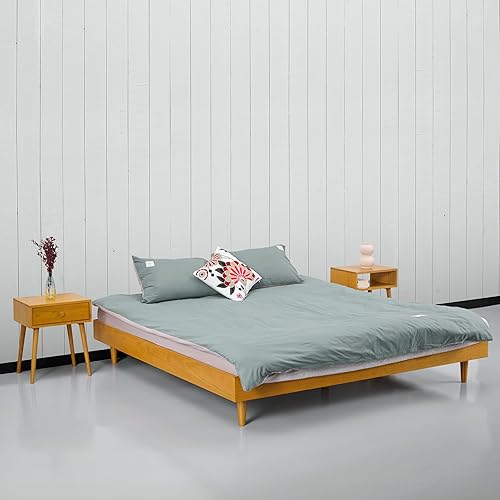 NTC Fly Wooden Bed Frame Without Headboard, Solid Oak and
