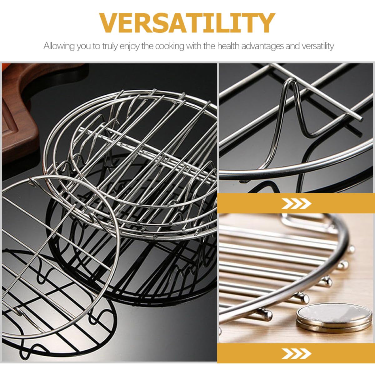 Accesorios para Freidora de Aire 9 Pulgadas Set Molde para Pizza, Cesta para Pasteles y Rejilla de Acero Inoxidable Fácil de Limpiar y Práctica para Cocina