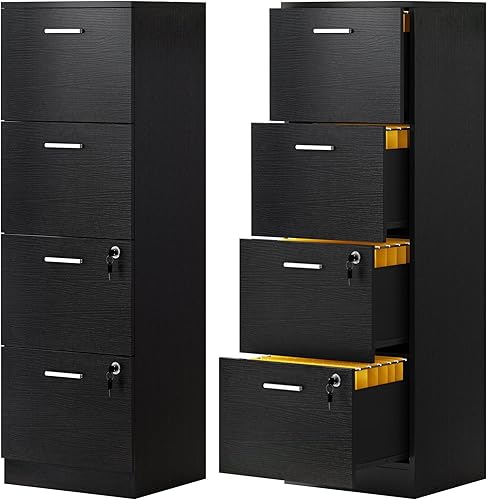 DWVO Archivador de 4 cajones con cerradura, archivador para archivos de tamaño A4, actualizado, color blanco