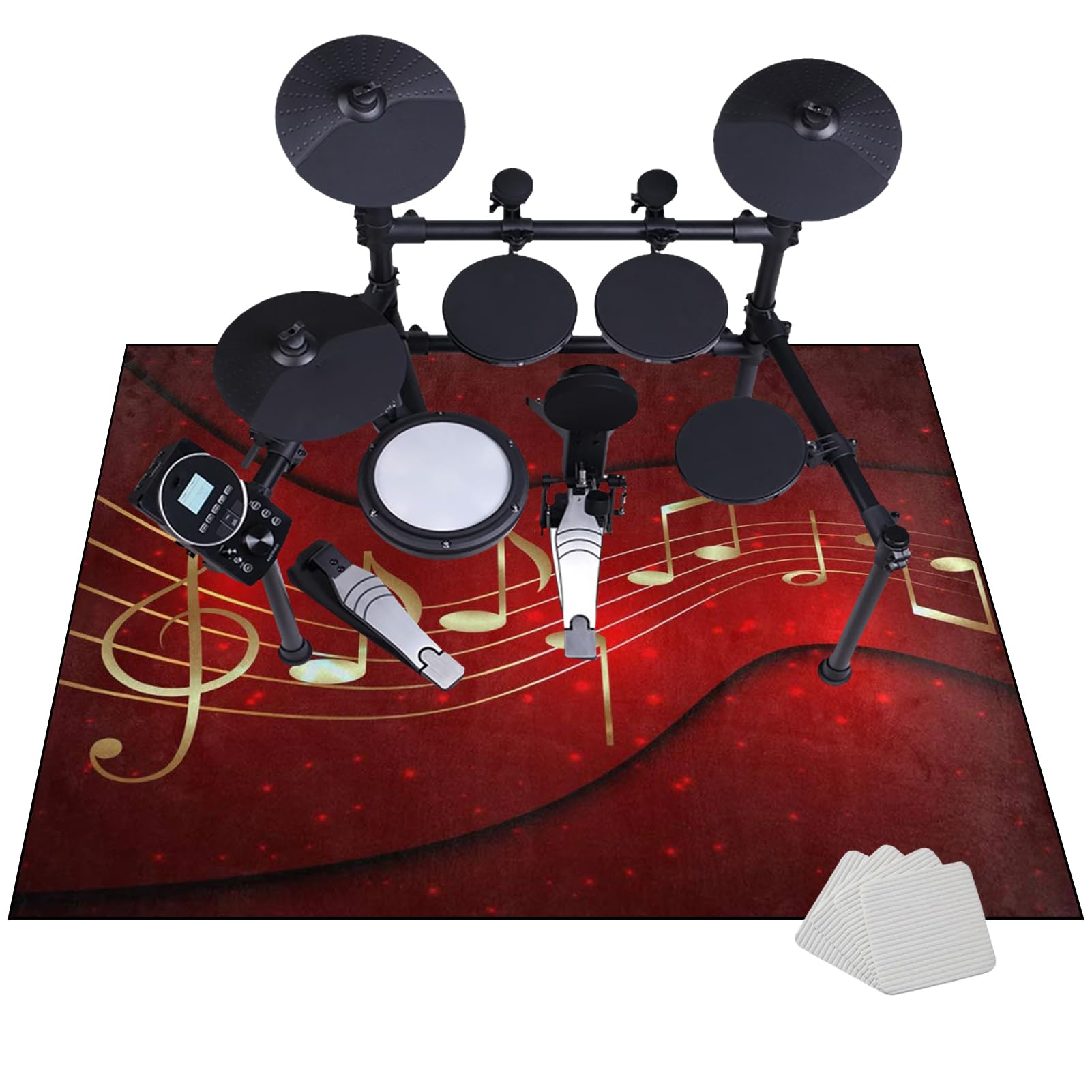 Drum Teppich 180 x 140 cm, Elektrisches Schlagzeug Teppich, rutschfeste Trommel Teppiche, Professionelles Rechteckiges Elektronisches Jazz Schlagzeug Kit, Schallschutzteppich für Studio, Wohnung