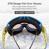 Vista 3 de Karsaer - Gafas de esquí antivaho, gafas de nieve OTG, 100% protección UV, gafas de snowboard con lentes dobles flexibles para hombres, mujeres