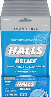 Sponsored Ad - HALLS Relief Mountain Menthol Sugar Free Cough Drops, 12 Packs of 25 Drops (300 Total Drops) 25 Count