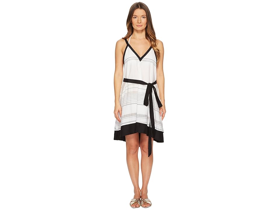 

Proenza Schouler Striped Thin Belted Cover-Up Sundress (Black/White) Women's Swimwear