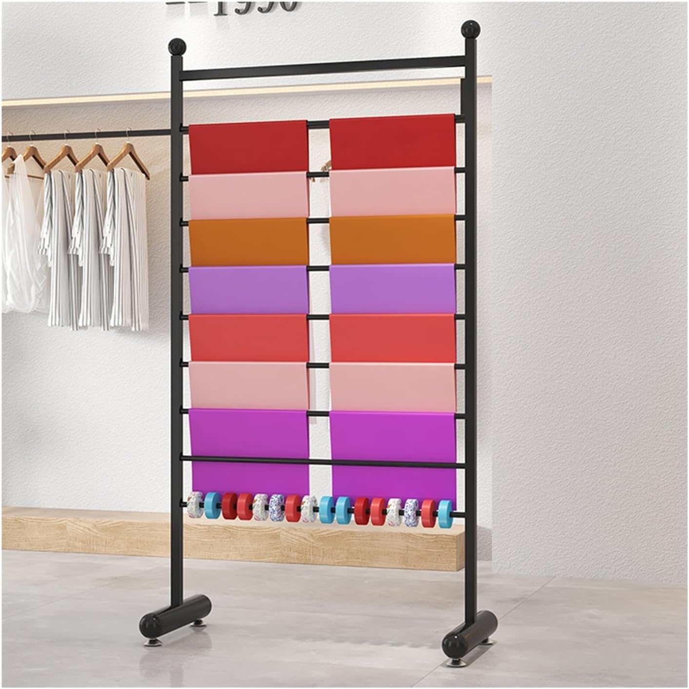 Scarf Organizers, Industrial Design Garment Rack, Clothes Store Retail Display Racks, Multifunctional Scarves Pants Ties Shawls Blanket Accessories Storage Hanger ( Color : Black , Size : 70x40x158CM/