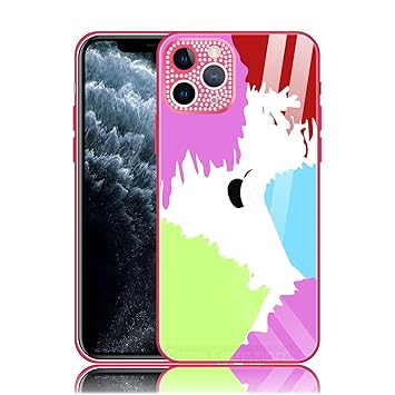 Case Creation Watercolor Series - Liquid Painting Tempered Glass TPU Shockproof Gradient Diamond Sparkle Camera Protection Back Case Colorful Cover for Apple iPhone 11 Pro - (Tie dye, Pattern 1)