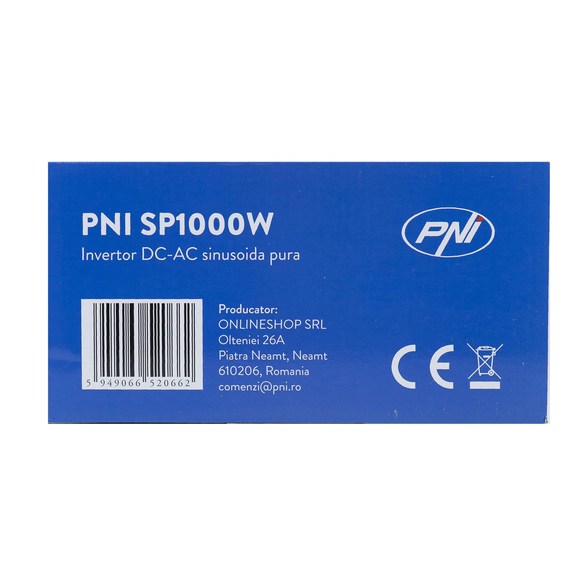 PNI SP1000W Convertisseur Transformateur Chargeur pour Voiture Onduleur à onde sinusoïdale pure, Onduleur 12 V DC à 230 V AC, 2 prises Schuko