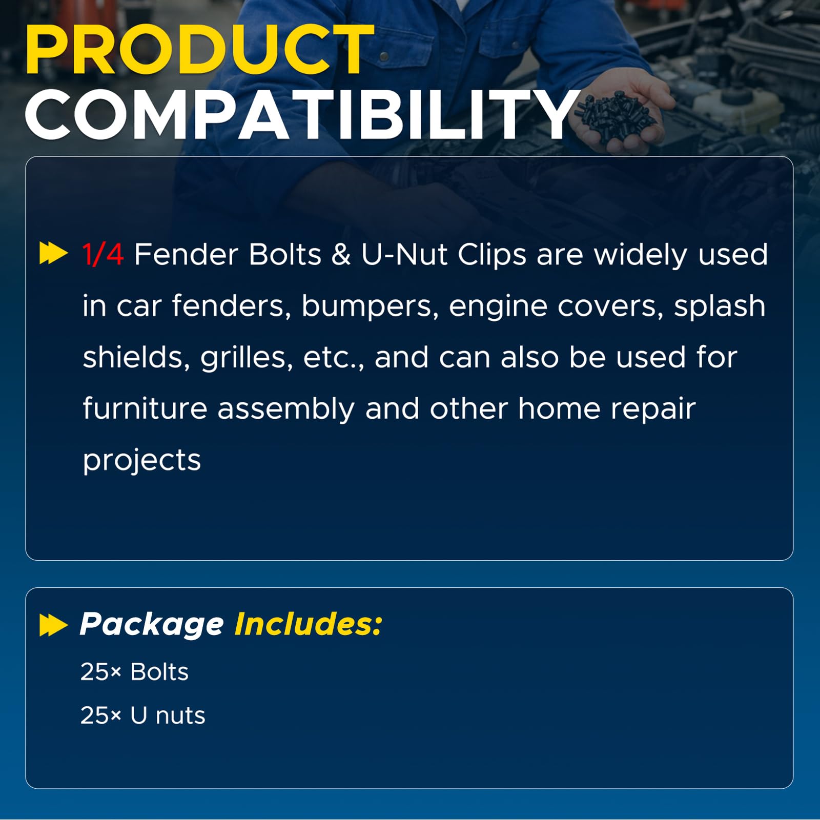 50PCS Auto Body Bolts & U-Nut Clips - GoaMotors -4