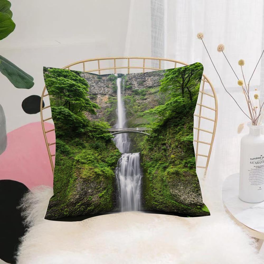 HYMSXW Cushion Cover,Throw Pillow Case Home Decorative for Living Room Bedroom Sofa Chair 20X20 Inch,s Set,Falls of Rivendell Multnomah Waterfall Oregon with Elf Path,Pillowcase 50X50cm