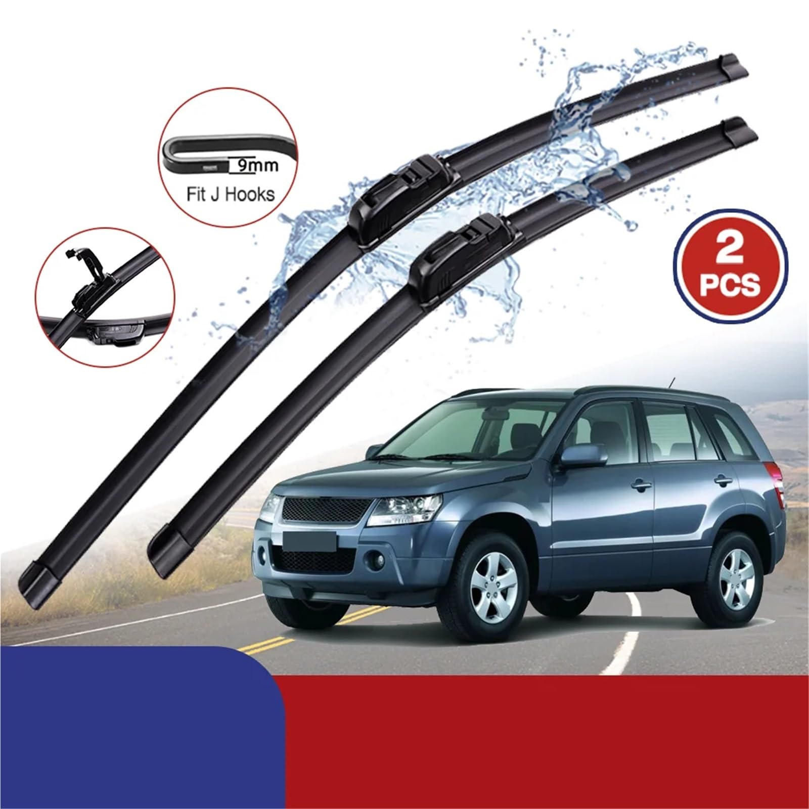 Limpiaparabrisas Delantero Para Coche Compatible Con Suzuki Para Grand Para Vitara Para MK3 2006-2015 Limpiaparabrisas De Coche Para Tipo U Goma Suave Sin Hueso HD Silencioso 19"+19"