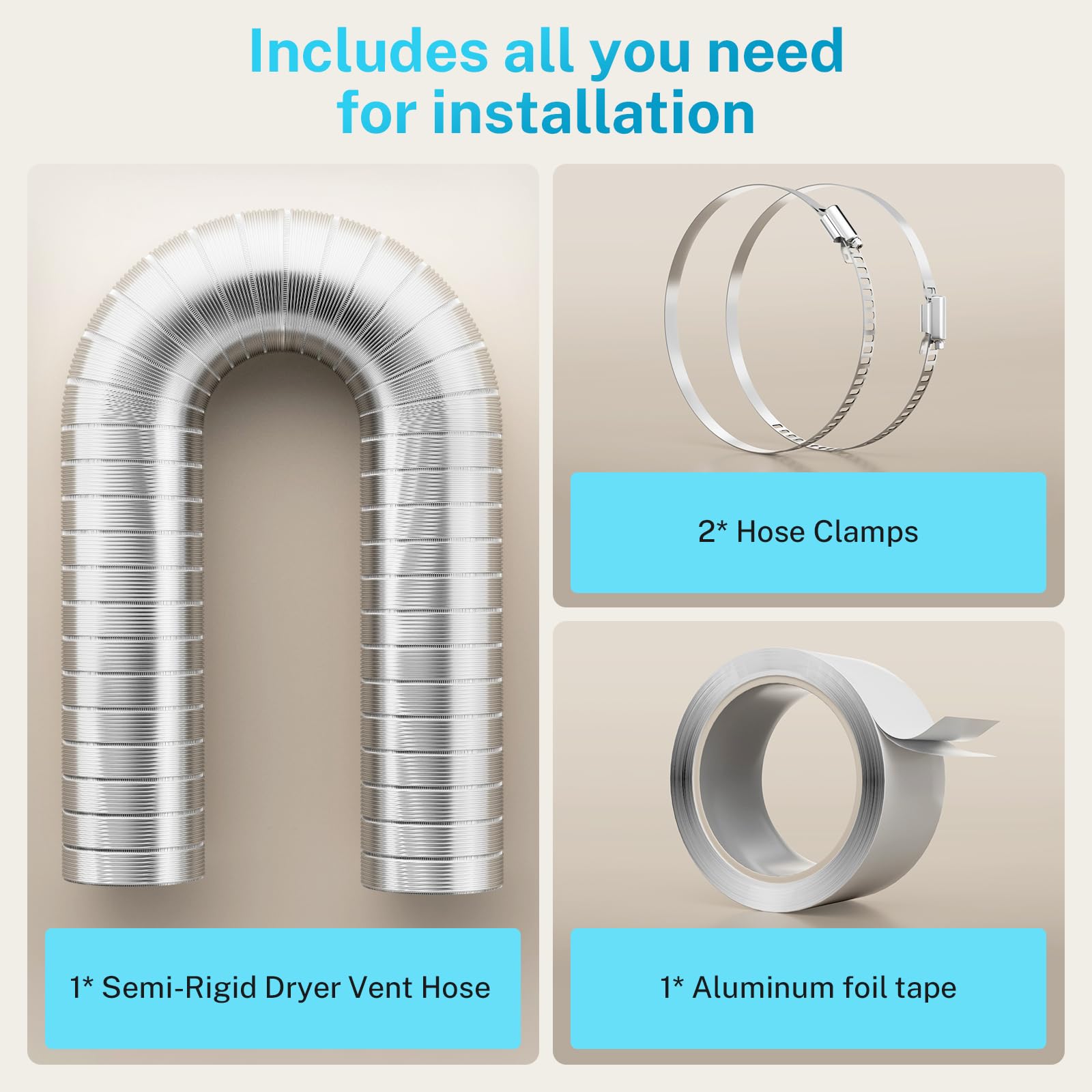 Inch 8ft Semi Rigid Dryer Vent Flexible Aluminum Dryer