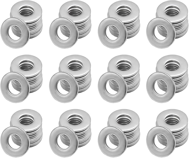 Bonsicoky 3/8" Stainless Flat Washers, 100 Pack | 304 Stainless Steel, 0.8" Outer Diameter, Secure Fastening, Industrial and Household Applications