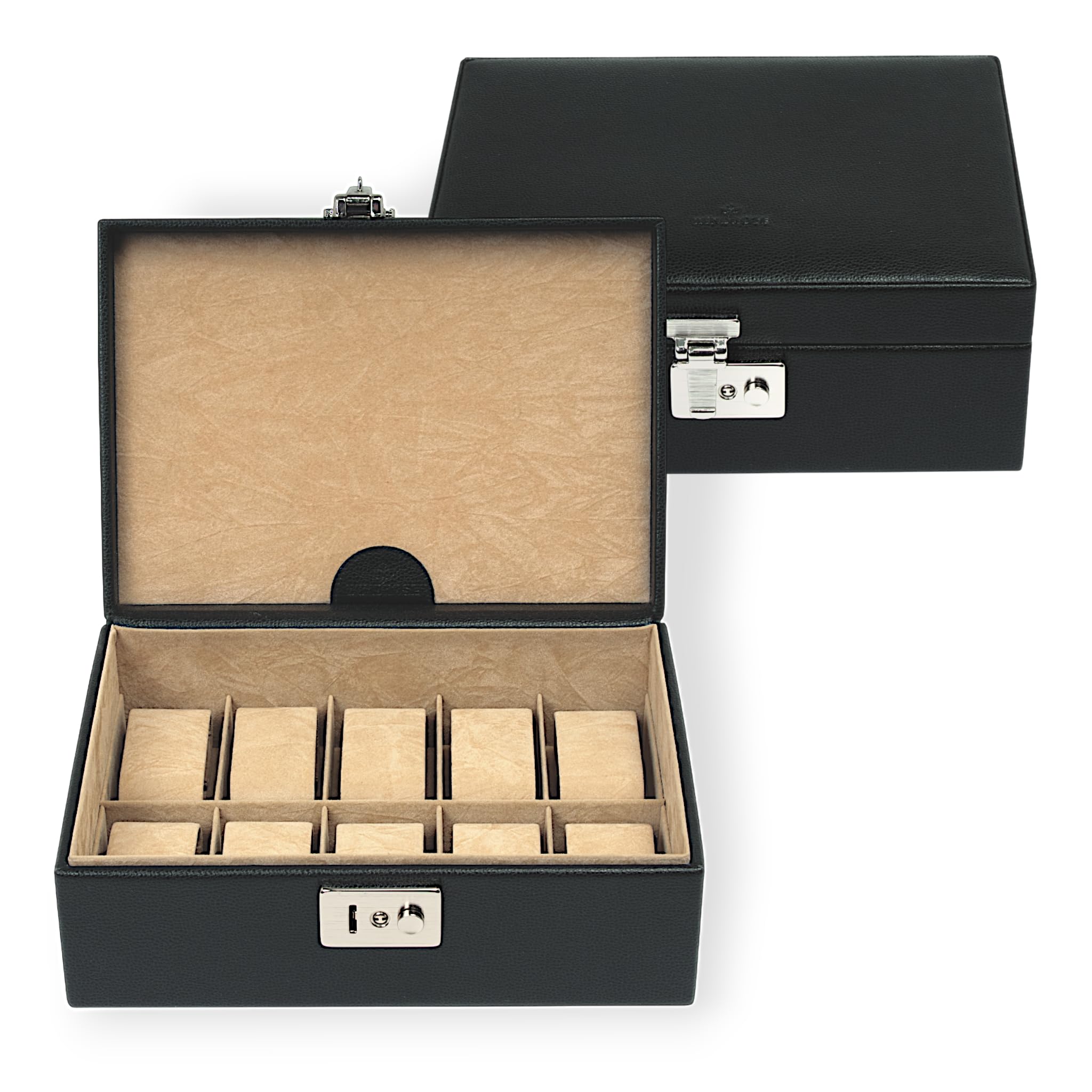 Windrose Beluga Uhrenkoffer 24,5 cm Leder, Schwarz, Einheitsgröße