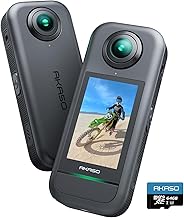 AKASO 360° Action Cam - 5.7K 72MP 360 Grad Actionkamera mit 64GB Speicherkarte Duale 1/2" 48MP Sensoren, 2.29'' Touchscreen, Unsichtbarer Selfie Stick Effekt, 360° Horizon Lock und AI-Verfolgung