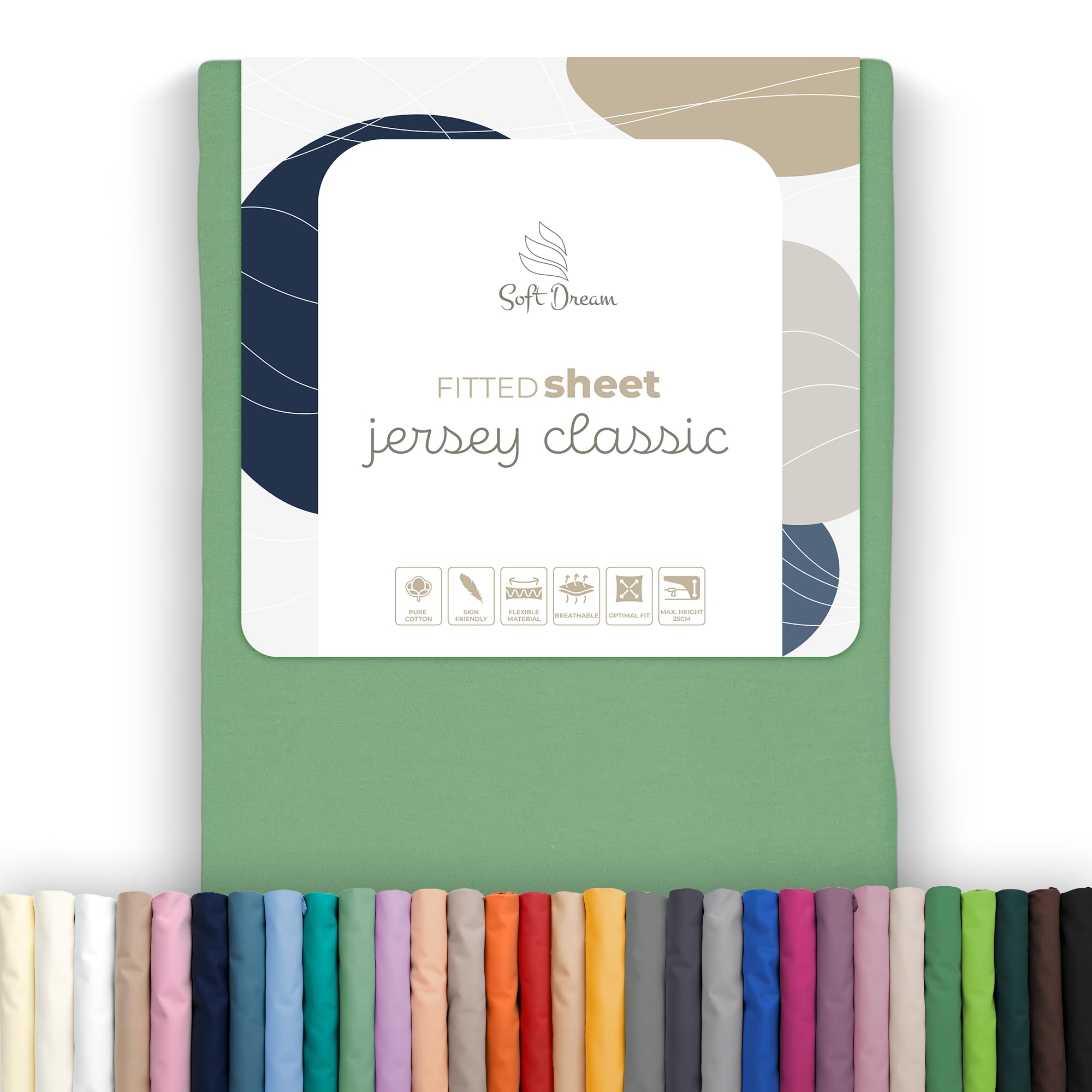 Soft Dream Fitted Sheet Bed Sheet 100% Jersey – 29 Colours and 5 Sizes, Cotton, mint, 200 x 200 cm