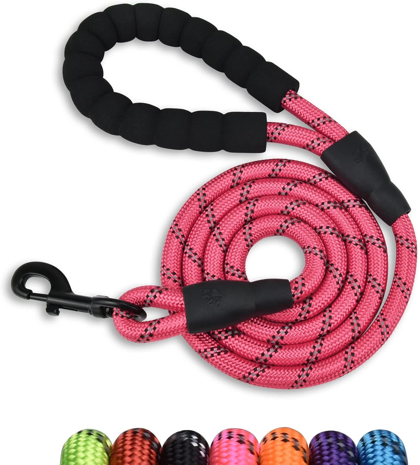 5/6 FT Strong Pet Dog Leash with Soft Padded Handle,Highly Reflective Rope for Night Walking,360-Degree Rotating Metal Buckle Without Tangles,Suitable for Small,Medium and Large Dogs.(5ft)
