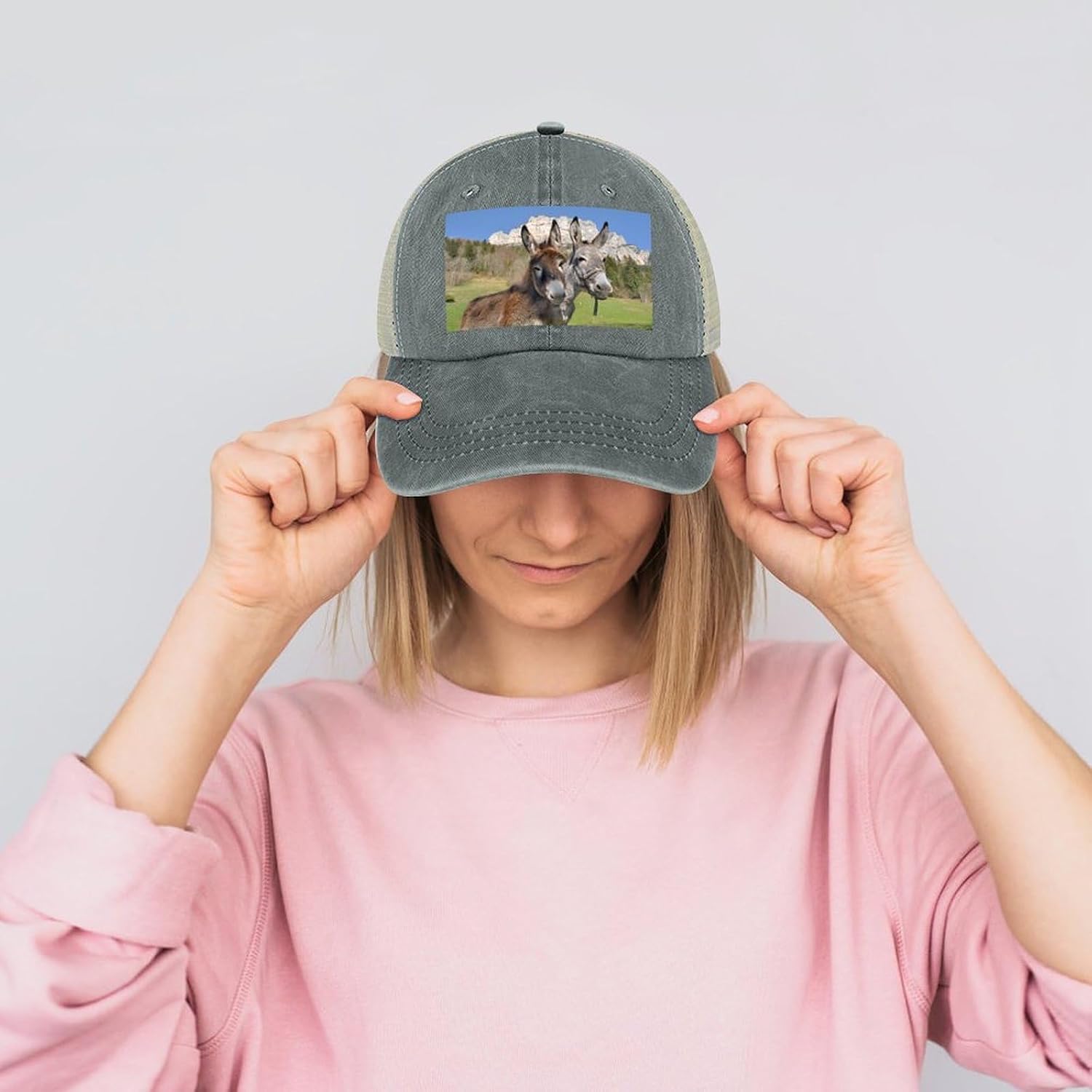 Funny Donkeys Hat Personalized Adjustable Cowboy Cap Cotton Cap Trucker Hats Dad Hat for Men Women