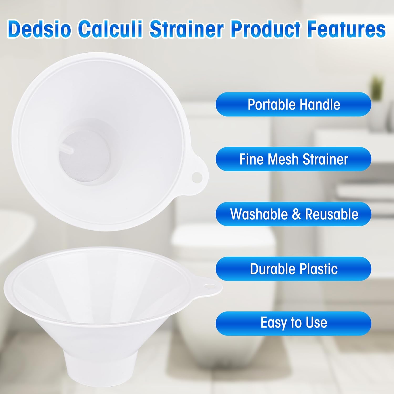 30 Pack Calculi Strainer Kidney Stone Collector Funnel with Mesh Screen Filters for Urine Calculi Strainer and Pee for Analysis Testing