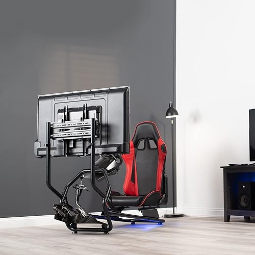 Miniatura 9 de VIVO Racing Simulator Cockpit with TV Mount, Wheel Stand, Gear Mount, Chair and Frame Only, Fits Logitech, Thrustmaster, Fanatec, Compatible with
