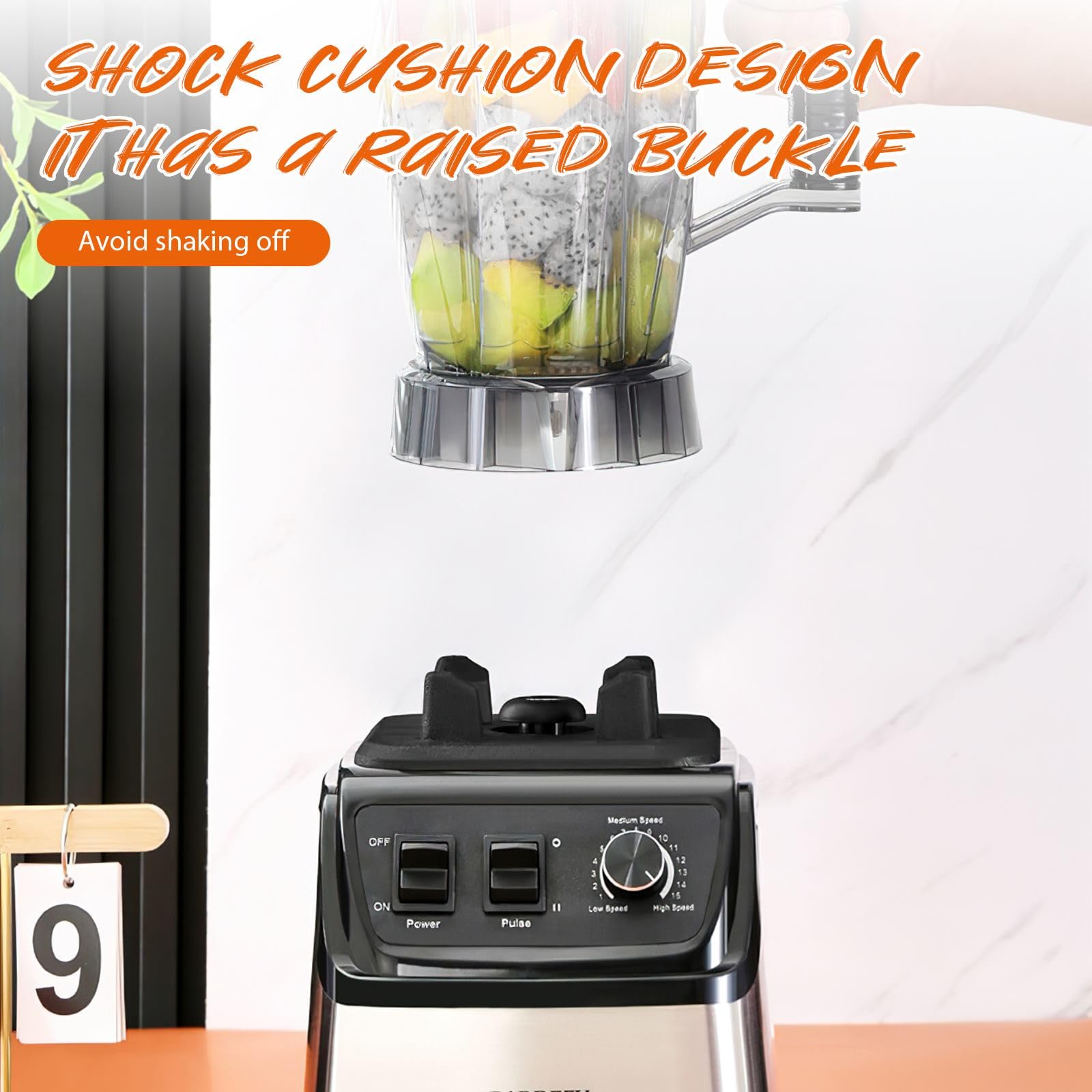 Blender Mixeur Professionnel 9500W, Blender Smoothie 3 en 1,8 Lames en Acier Inoxydable Equipé de 3 bols,15 RéGlages De Vitesse,Pour les Smoothies, les Milkshakes,les Purées