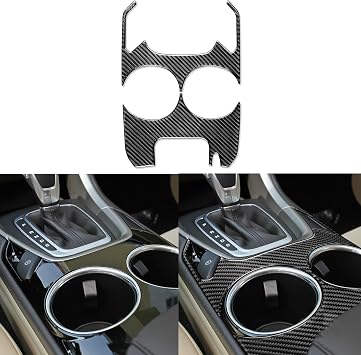 Real Bright Soft Carbon Fiber Car Center Console Cup Holder Panel Surround Frame Trim Sticker Compatible with Ford Mondeo/Fusion 2013 2014 2015 2016 Auto Interior Accessories Black-Type A