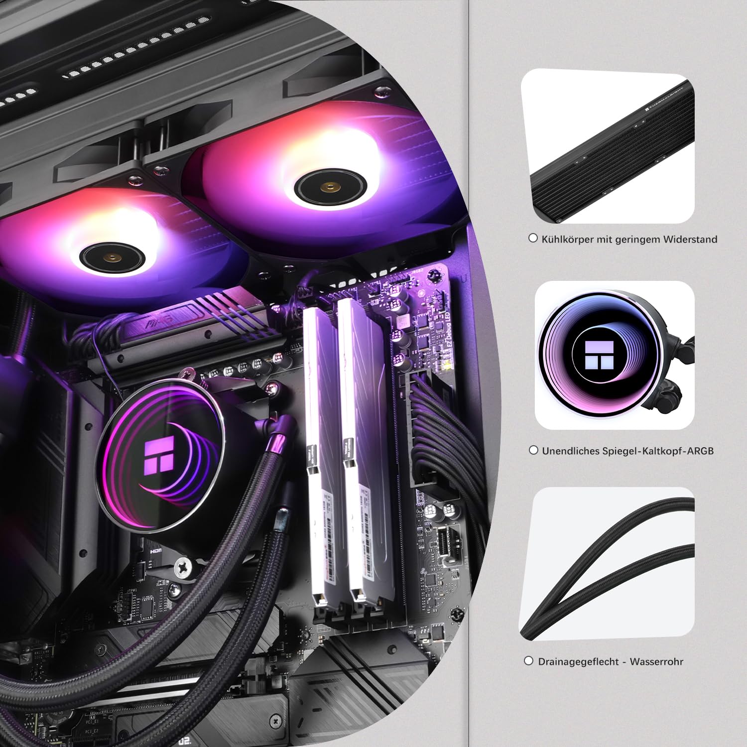 TR-Thermalright Frozen Notte 360 Black ARGB V2 Dissipatore a Liquido per CPU con Effetto Luce Specchio Infinito, Raffreddamento Aio da 360mm, 3 Ventole PWM da 2000RPM, per AM4/AM5, Intel LGA1851/1700