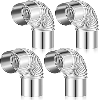 Tandefio 4 Pcs 2.36" Chimney Pipe Elbow Stove Pipe Stainless Steel 90 Degree Wood Stove Flue Extension Elbow Adapter Tube for Indoor Outdoor Camping