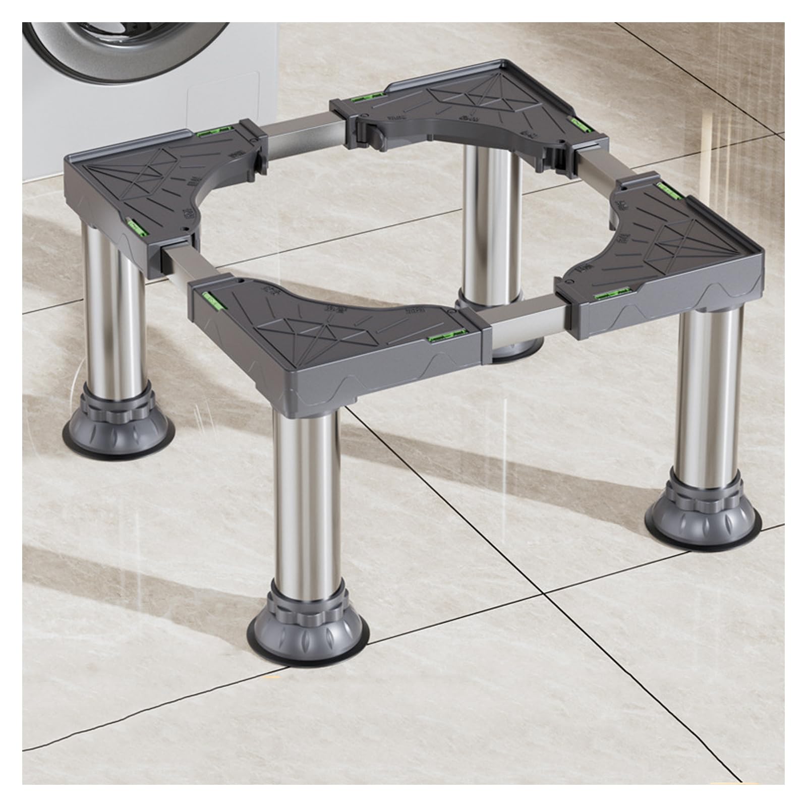 Piedini Antivibrazione Lavatrice Kit Sovrapposizione Lavatrice Asciugatrice Scaffale Lavatrice Rialzo Lavatrice da Terra Supporto Lavatrice Asciugatrice Grey H 31~34cm