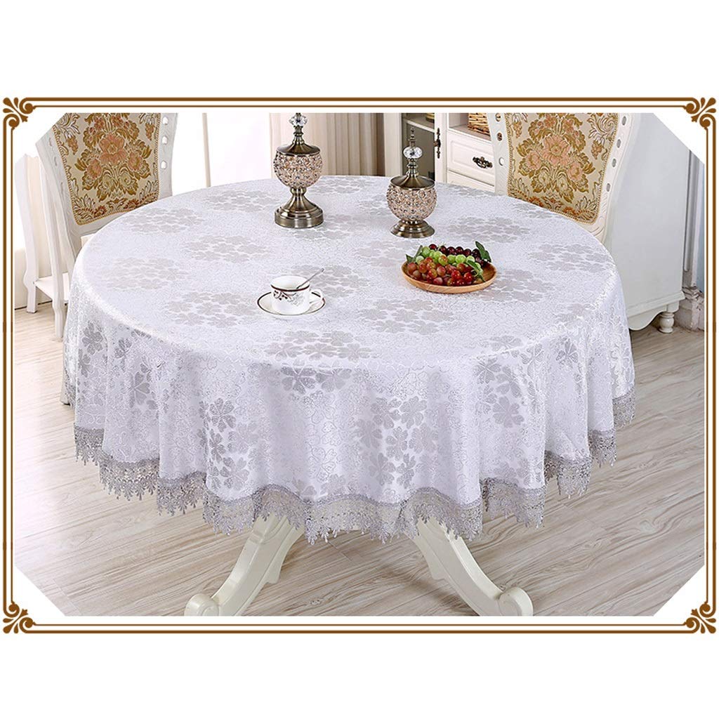 Nappe de table ronde style européen en tissu jacquard beige