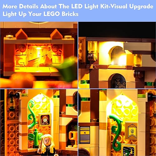Miniatura 4 de LocoLee Luz decorativa para Lego Hufflepuff House Banner 76412 (no incluye modelos Lego) Hogwarts Castle 3D juego de iluminación de pared para