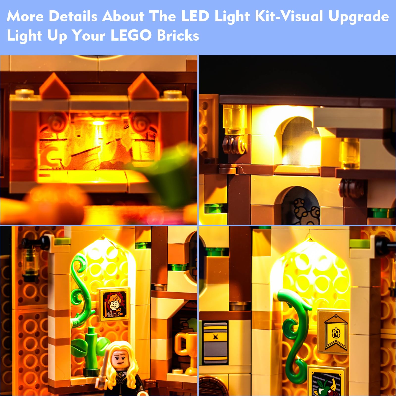 Kit di luci per striscione Lego Tassorosso House, set di illuminazione per Lego 76412 Harry Potter Hufflepuff House Banner - Modelli non inclusi, solo kit di luci (76412-Tassorosso)