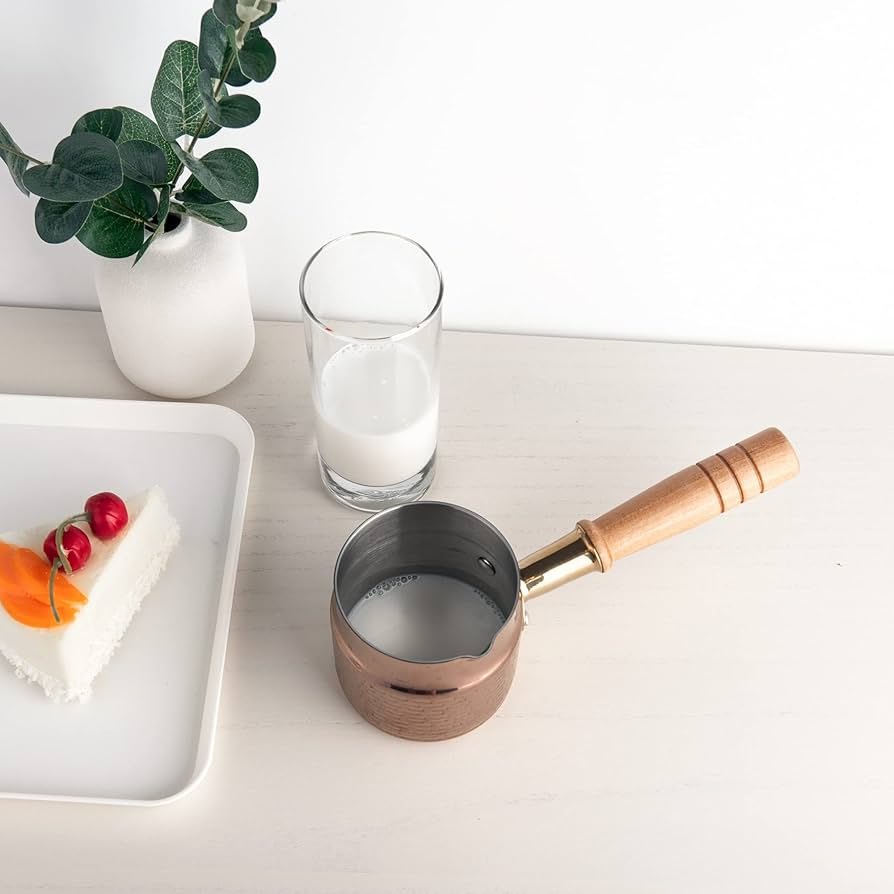 目盛付ミルクパン 400ml | IH対応 | アンティークゴールド仕上げ Amazon | IMEEA ミルクパン 片手鍋 18-10ステンレス ソースパン