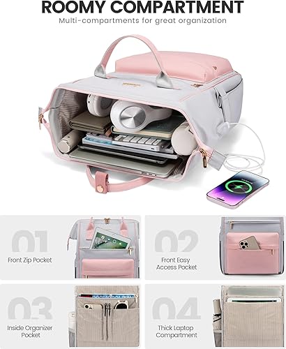 Miniatura 3 de LOVEVOOK Mochila para computadora portátil para mujer, mochila de viaje de gran capacidad, bolsa de enfermera, bolsa para laptop para mujer,