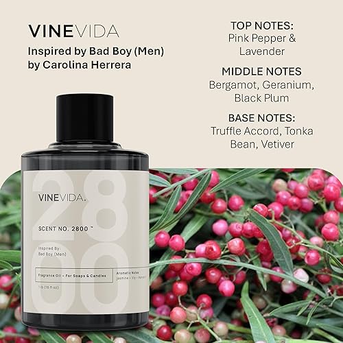 Miniatura 235 de VINEVIDA Aceite aromático n.º 4800 inspirado en un millón de hombres para fabricación de velas y jabón, fabricado en Estados Unidos