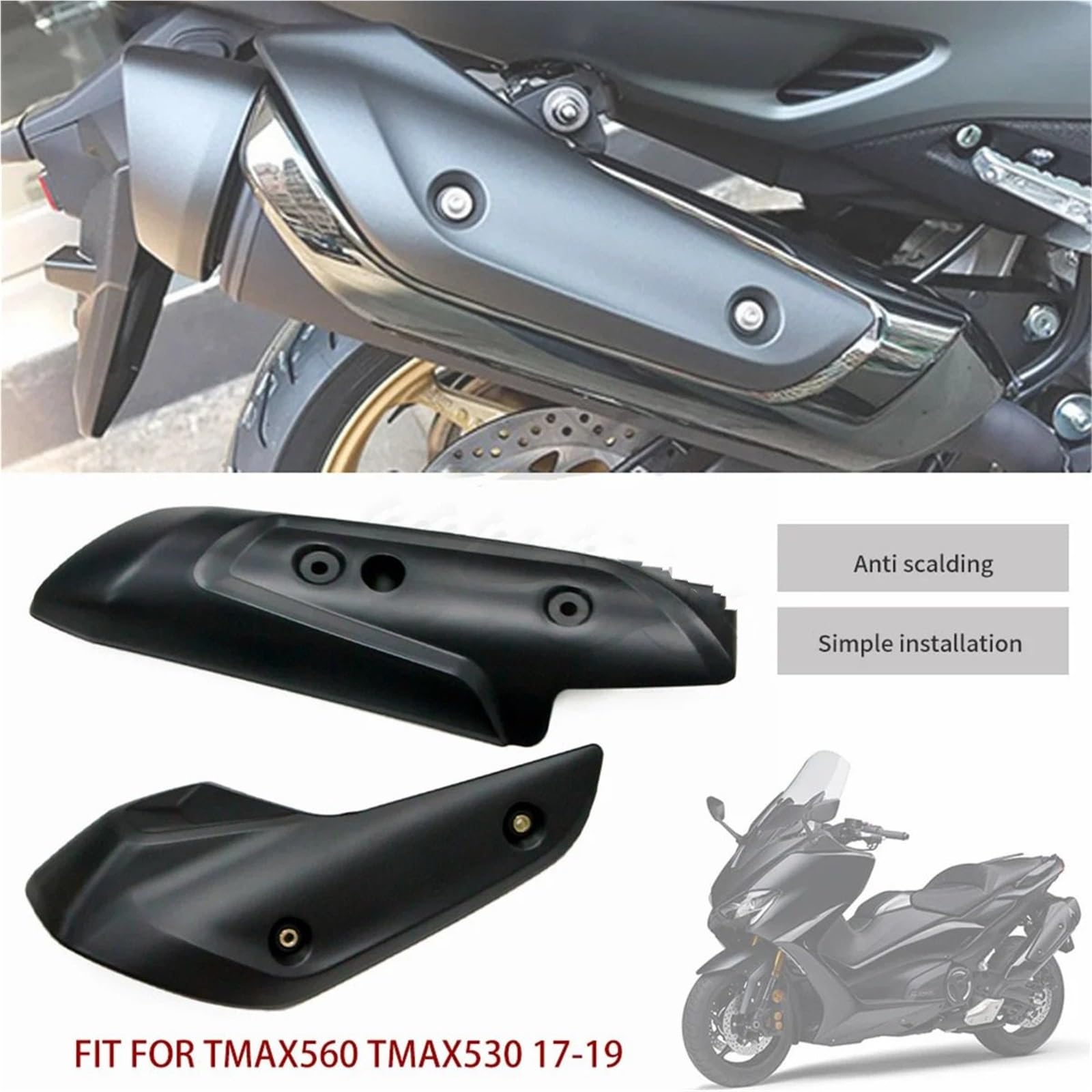 Antiscottatura Marmitta Moto Copri tubo di scarico per motocicletta adatto per TMAX530 DX SX TMAX560 TMAX 530 560 2017-2021 Protezione scudo termico(2 PCS Carbon Firber)