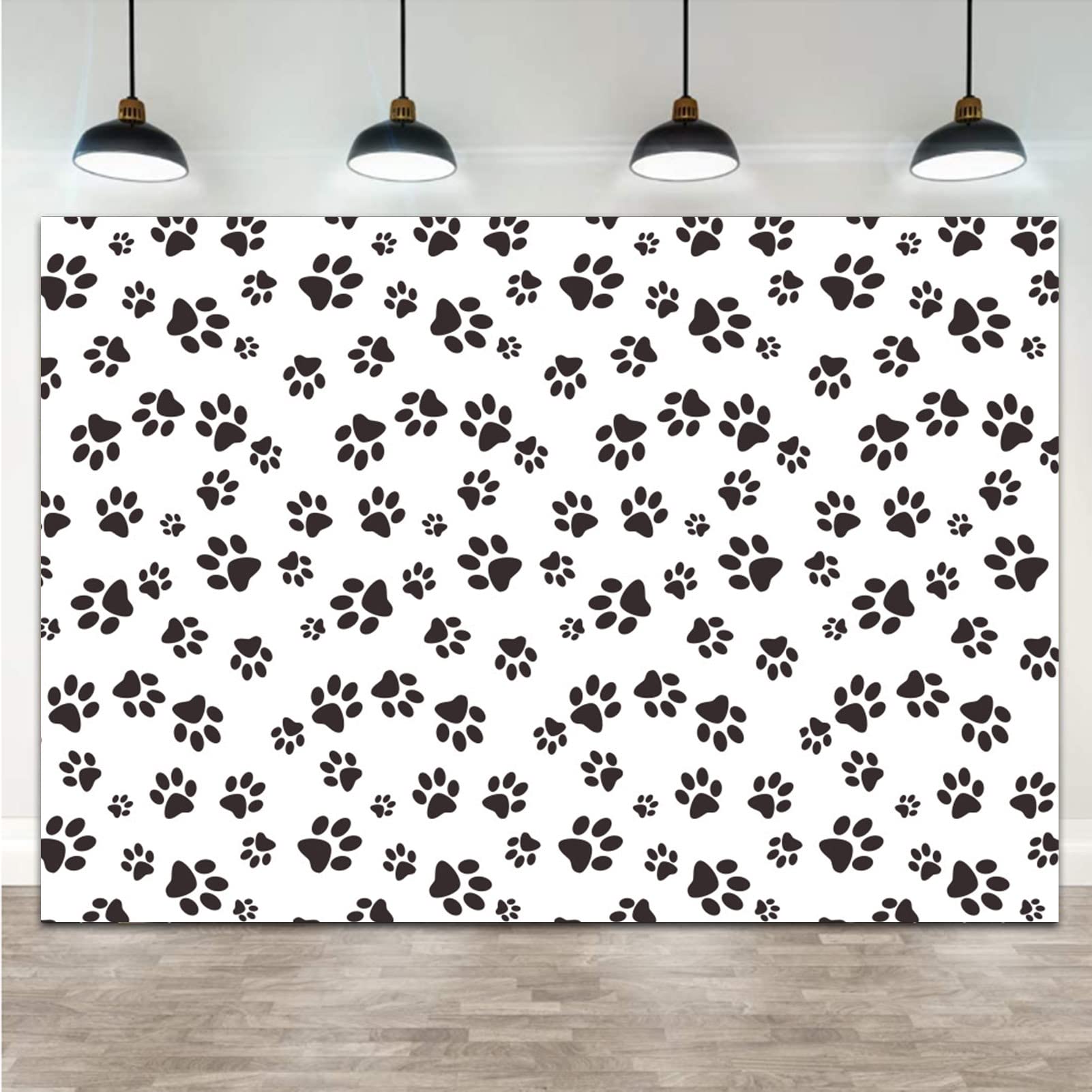 8X6FT Cartoons Puppy Dog Paw Photo Background Kids Boys Birthday Party Photography Backdrops Kids Newborn Baby Shower Decor Studio Booth Props Vinyl