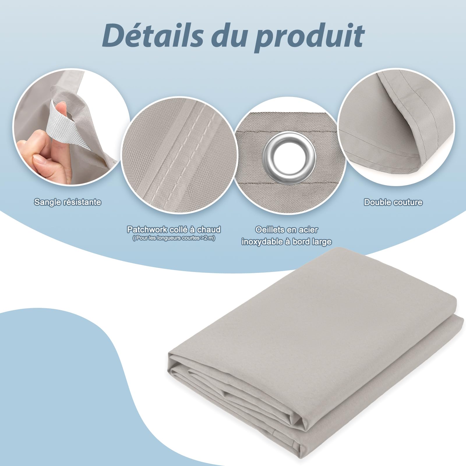 AXT SHADE Voile d'ombrage Imperméable Rectangulaire 1x2m Toile Ombrage UV Protection avec Oeillets pour Terrasse Jardin Extérieur-Taupe