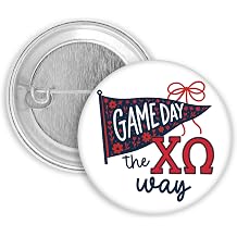Chi Omega Game Day Pinback Button, Red and Navy Chi O Sorority Game Day Pin