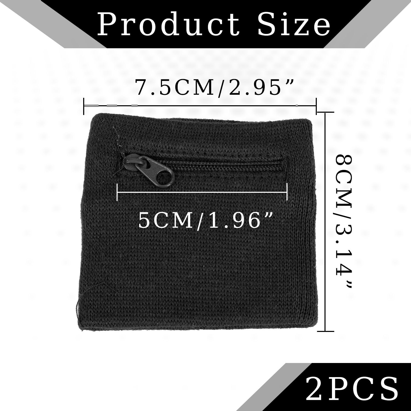 Lot De 2 Sacs De Poignet Sport Avec Fermeture Éclair - Bandes Éponge Pour Running Et Fitness