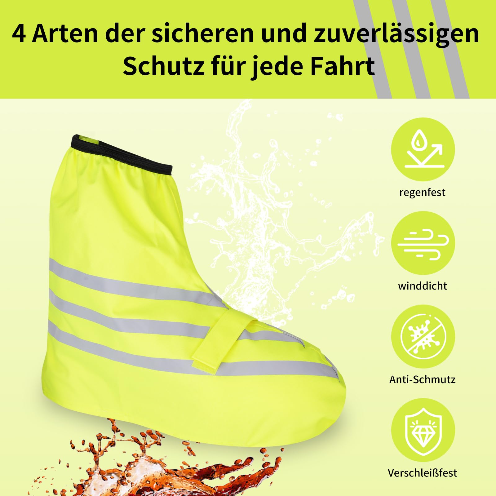 Copriscarpe impermeabili da bicicletta, unisex, impermeabili, copriscarpe da pioggia, per ciclisti con riflettori, copriscarpe da bicicletta e pioggia