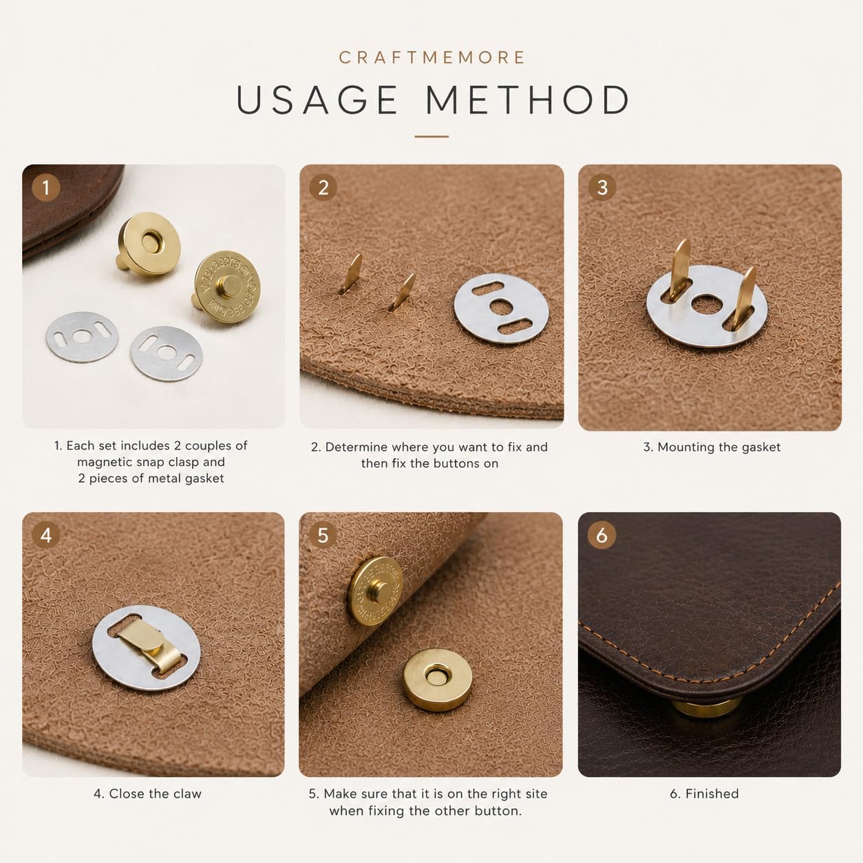 CRAFTMEMORE Magnetic Snap Buttons Strong Clasp for Purse Sewing Handbags Closures 10 Pack MNB (14 mm, Antique Brass)
