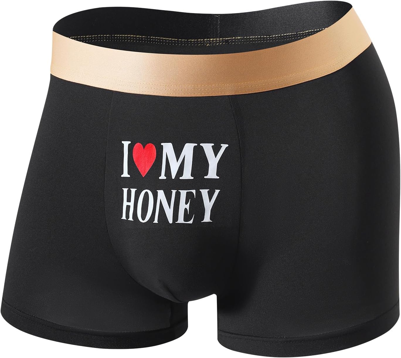 Mens Underwear Boxer Briefs with Pouch Polyester Soft Stretch Boxer Briefs Breathable Underwear for Men (Black & Gold)